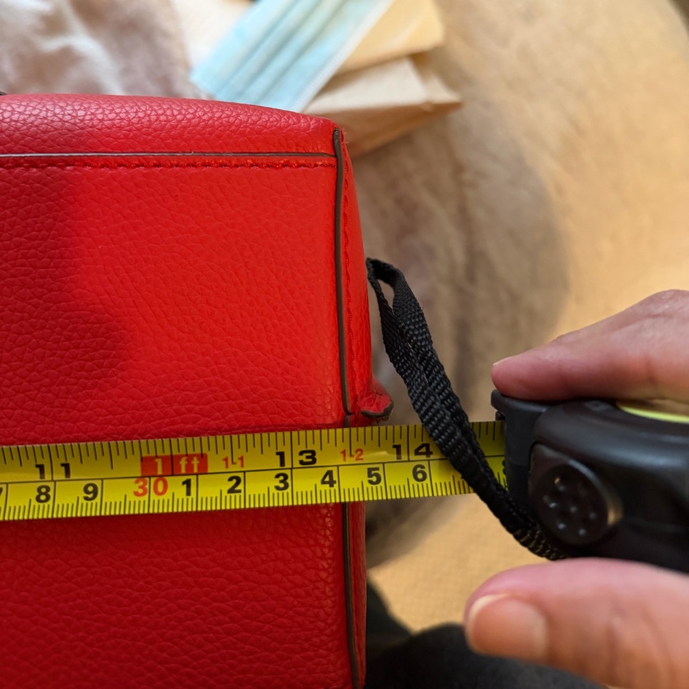 Tory Burch Red Leather Tote with Tan Accents - Picture 11 of 12